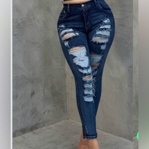Distressed Blue Jeans